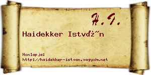 Haidekker István névjegykártya